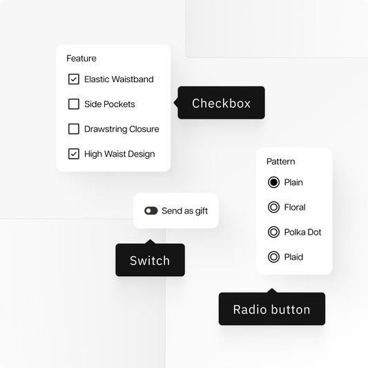 Checkbox, Radio Button & Switch